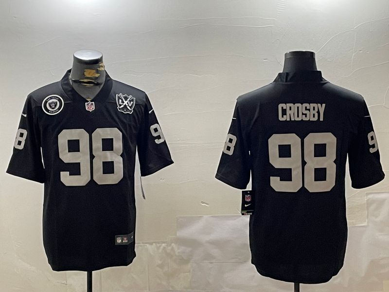 Men Oakland Raiders #98 Crosby Black Second generation 2024 Nike Limited NFL Jersey style 4